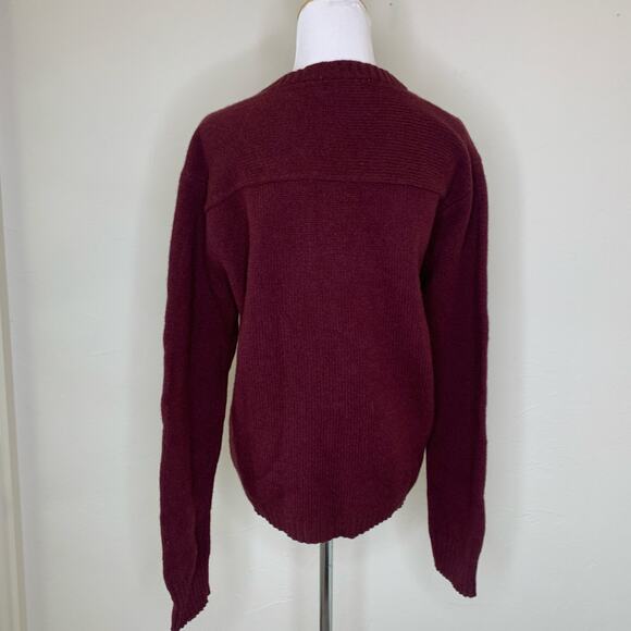 J Crew Maroon Wool V Neck Sweater Sz Medium - Picture 2 of 7